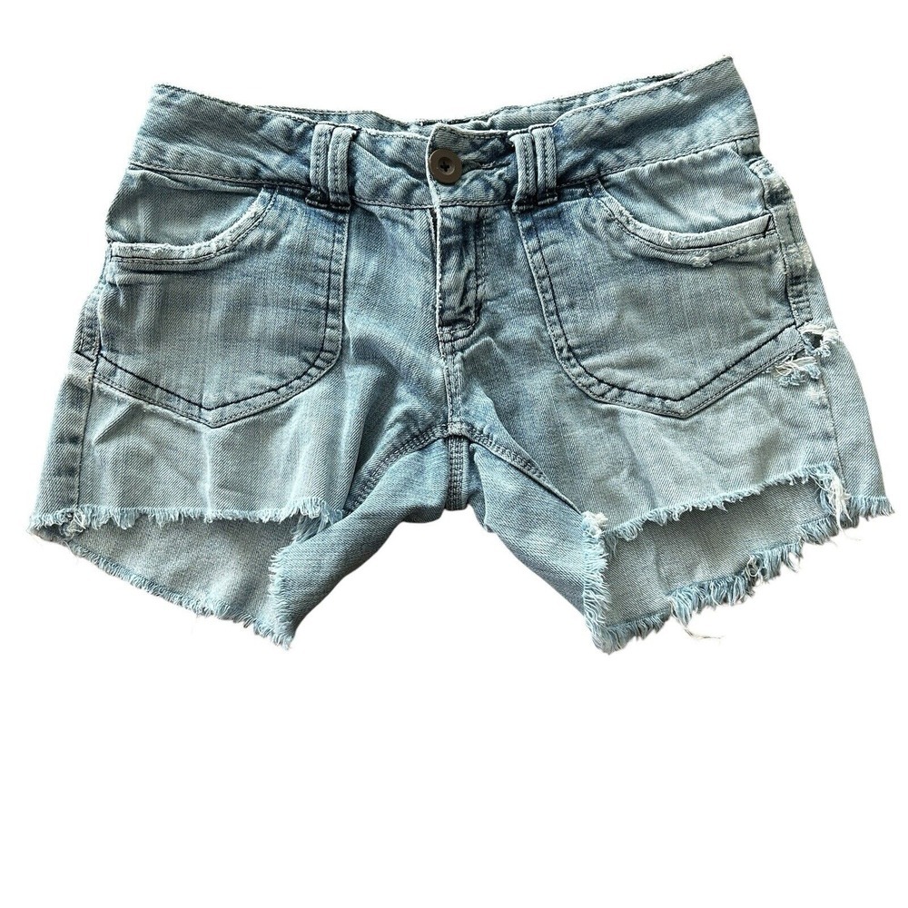 AEROPOSTALE High‎ Waisted Denim Jean 7/8 Cutoffs Light Wash Distressed